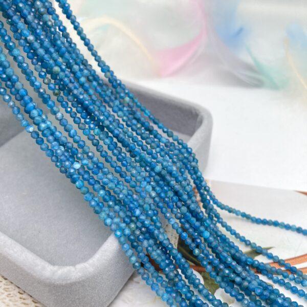 2mm small size whole strand facet surface round shape genuine natural apatite bead - Image 4