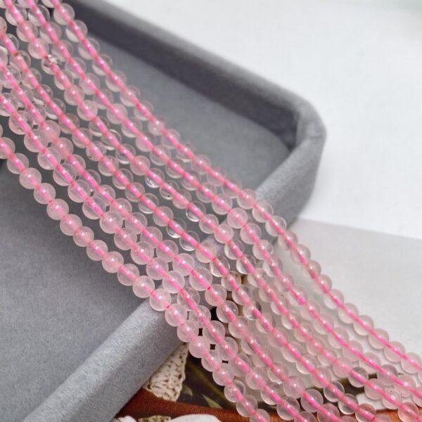 2 - 4mm small size whole strand round shape genuine natural rose quartz bead - Image 4