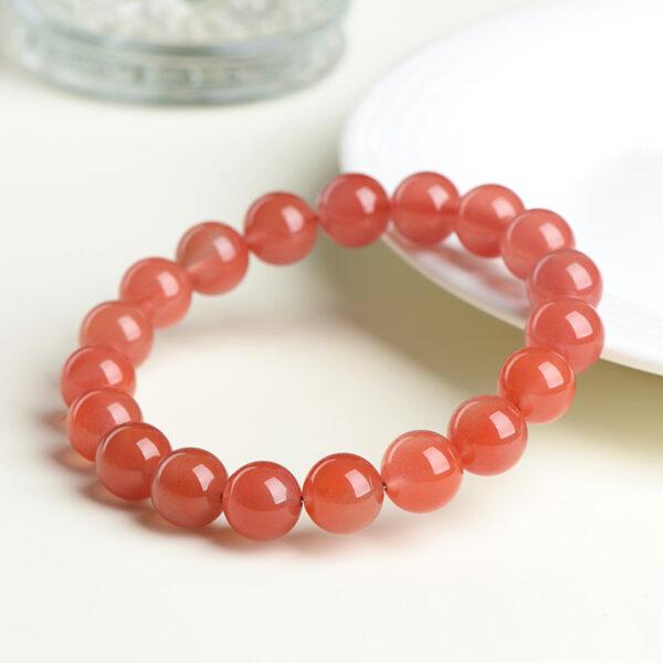 5mm - 11mm round shape genuine natural cherry red agate beaded bracelet - Image 4