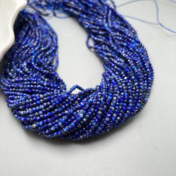 2mm small size whole strand facet surface round shape genuine natural lazurite bead - Image 4