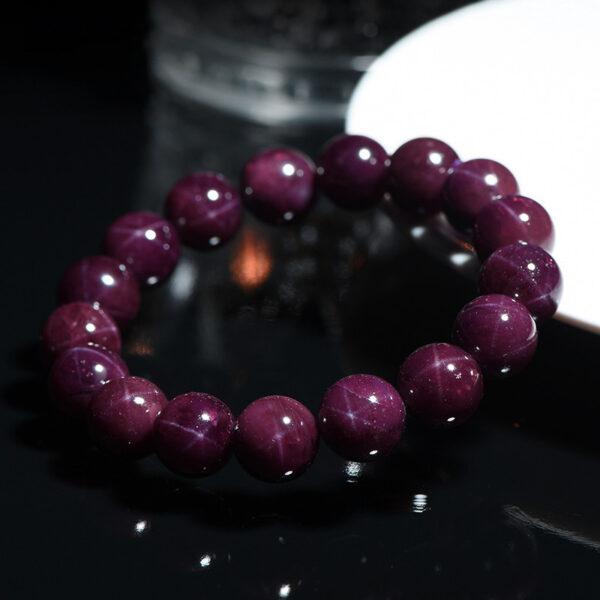 7 - 9mm round shape star light genuine natural purple garnet beaded bracelet - Image 4