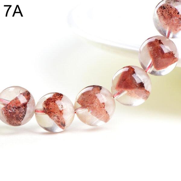 7 - 9mm round shape genuine natural red phantom quartz beaded bracelet - Image 4