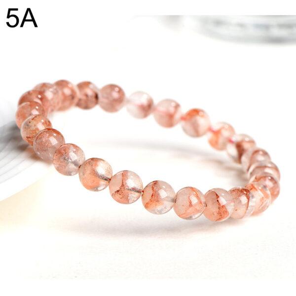 7 - 9mm round shape genuine natural red phantom quartz beaded bracelet - Image 8