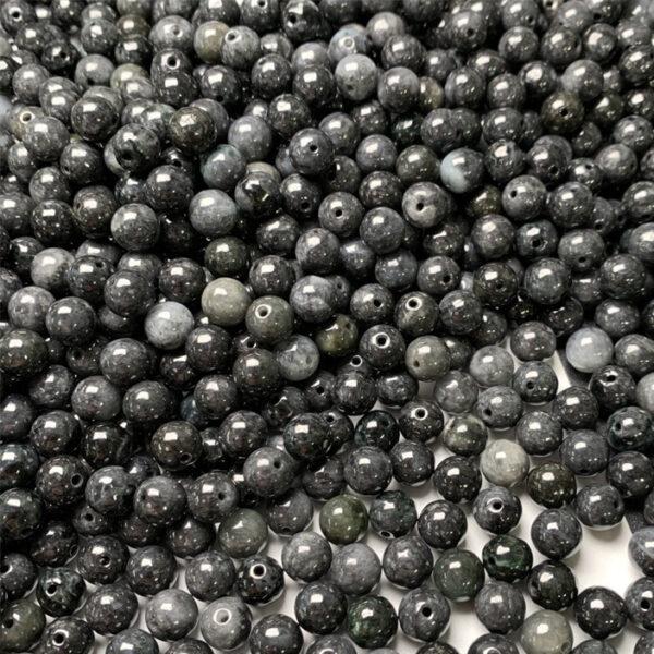 genuine natural motley black jadeite bead, 8mm round shape jadeite bead - Image 5