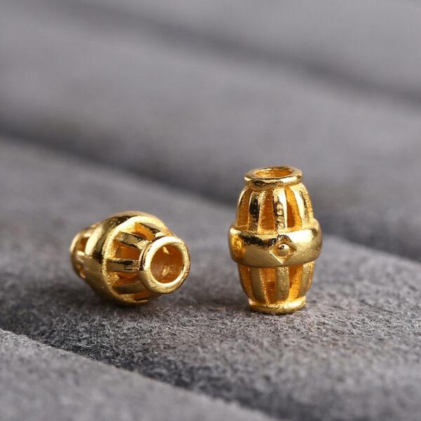 drum shape gild s925 sterling silver bead, hollow golden drum bead - Image 5
