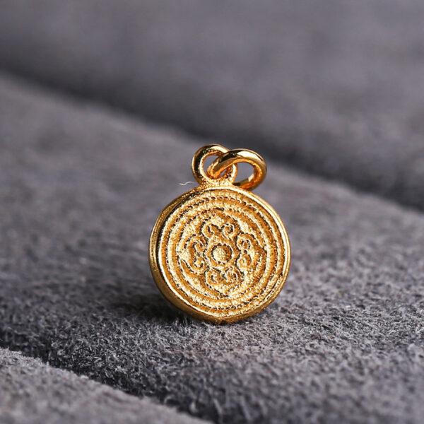 round gild s925 sterling silver charm, flower pattern golden clasp bead - Image 5