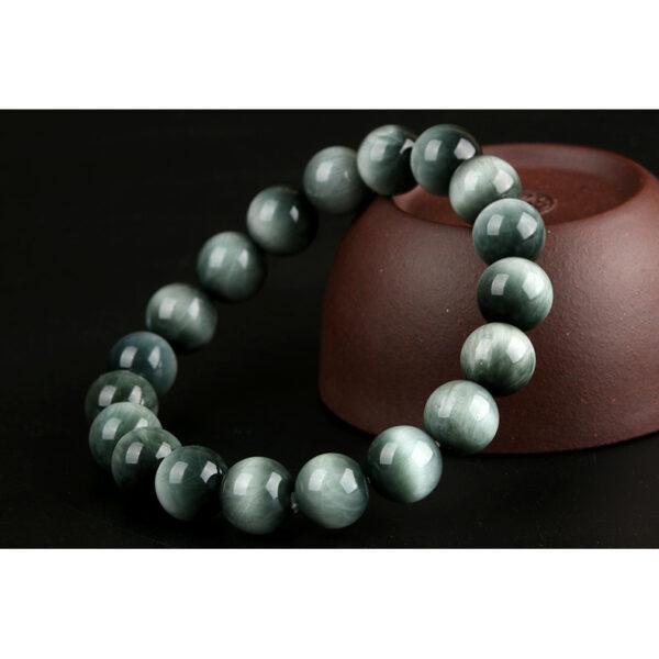 Best quality genuine natural eagle eye bracelet, 8 - 12mm round shape beaded bracelet - Image 5
