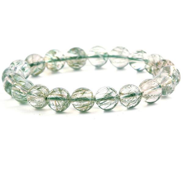 7A genuine natural green rutilated quartz bracelet, 7 - 12mm round shape beaded bracelet - Image 5