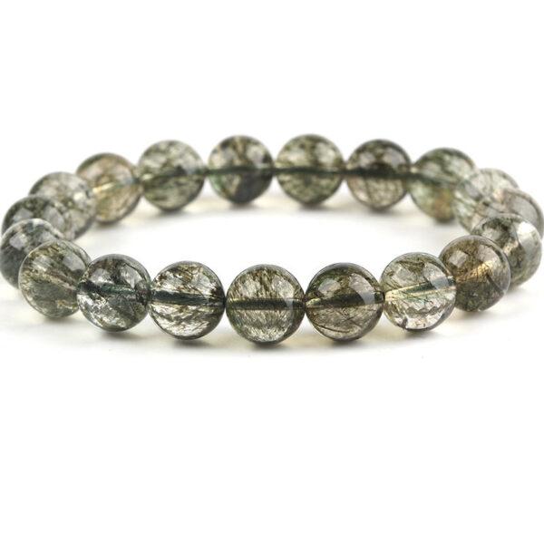 Best quality genuine natural green rutilated quartz bracelet, 7 - 12mm round shape beaded bracelet - Image 5