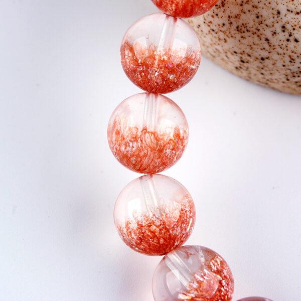 8A red inner cracks clear quartz bracelet, 7 - 12mm round shape beaded bracelet - Image 5