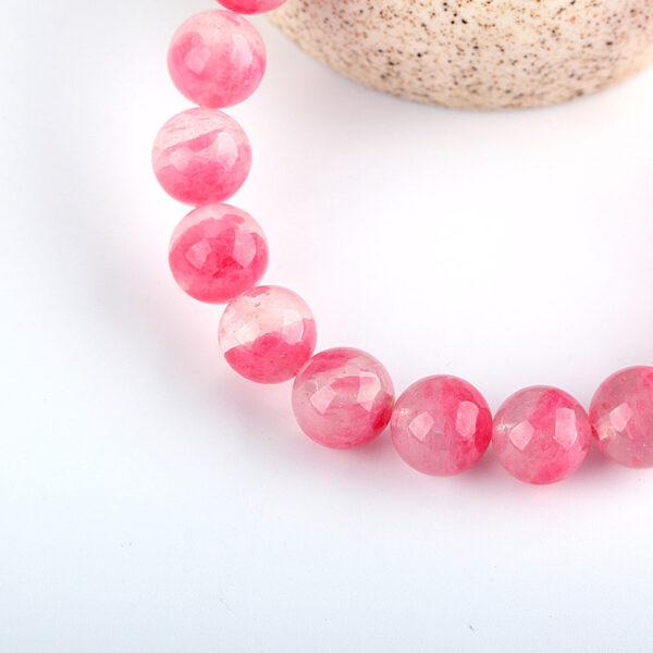 Best quality genuine natural rhodonite bracelet, 7 - 12mm round shape beaded bracelet - Image 5