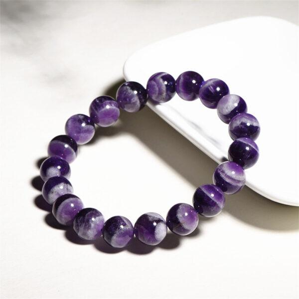 8mm - 12mm round shape genuine natural Chevron Amethyst beaded bracelet - Image 5