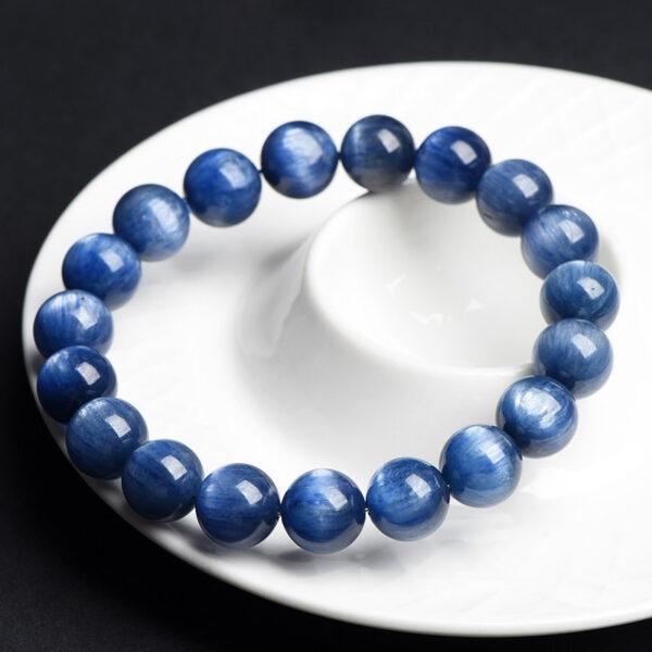 7mm - 12mm round shape genuine natural kyanite beaded bracelet - Image 5