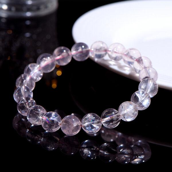 8mm - 12mm round shape genuine natural pink Quartz beaded bracelet - Image 5