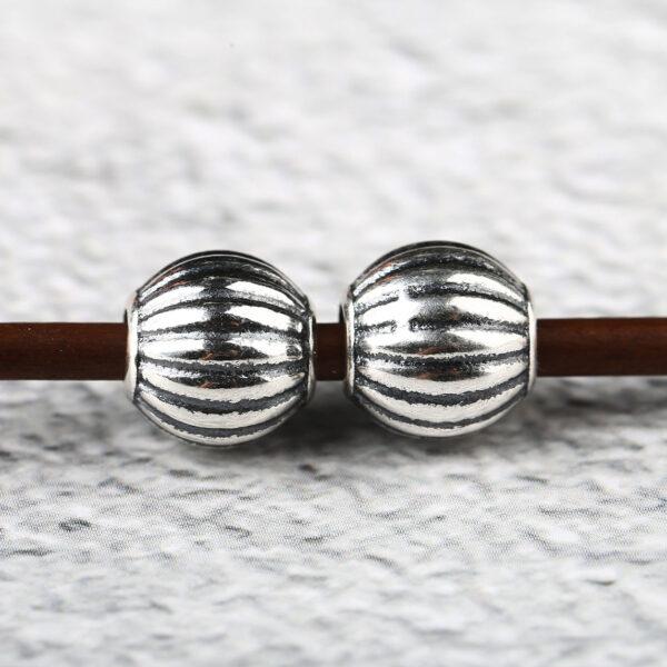 pumpkin shape s925 sterling silver bead, oxidized silver pumpkin bead - Image 5