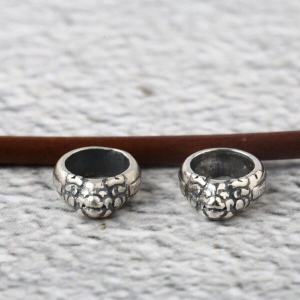 bull pattern ring shape s925 sterling silver bead, oxidized silver ring bead - Image 5