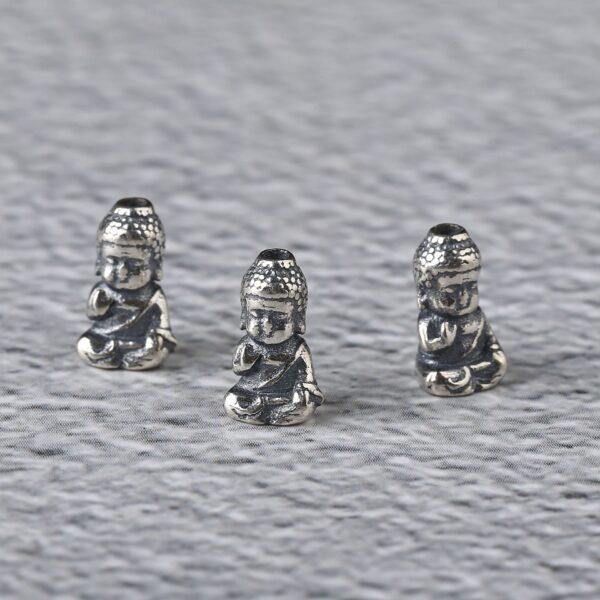 small buddha shape s925 sterling silver bead, oxidized silver buddha bead - Image 5