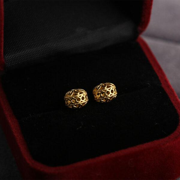 hollow flower pattern drum shape s925 sterling silver bead, golden flower bead - Image 5