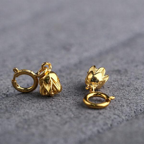 lotus flower shape s925 sterling silver charm, golden lotus bead - Image 5