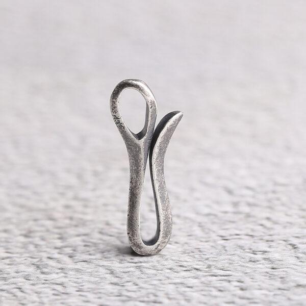 simple s925 sterling silver hook bead, oxidized silver hook finding - Image 5