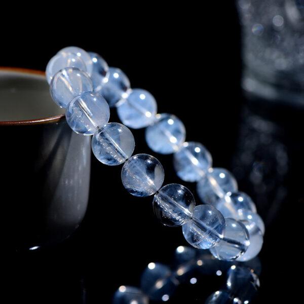 5mm - 12mm round shape 7A genuine natural blue needle quartz beaded bracelet - Image 5