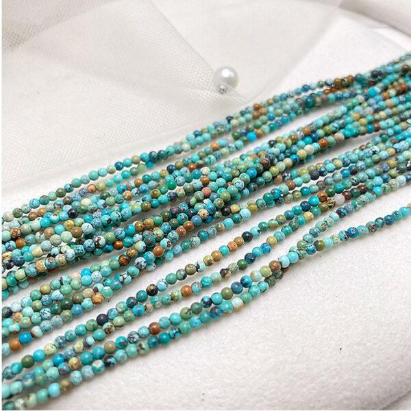 2mm - 3mm small size whole strand round shape genuine natural turquoise bead - Image 5