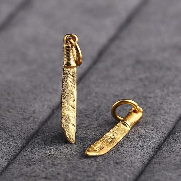 knife shape gild s925 sterling silver charm, golden knife charm bead - Image 5
