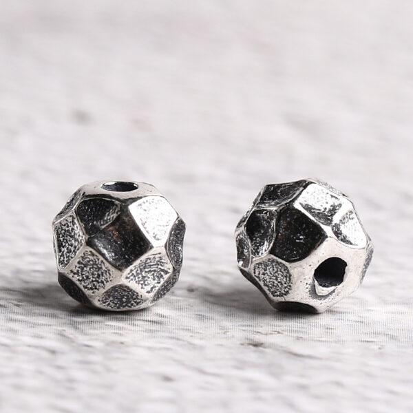 pits pattern round shape s925 sterling silver bead, oxidized silver bead - Image 5