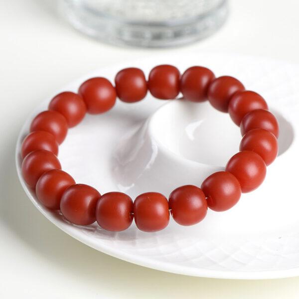 7mm - 10mm drum shape solid red genuine natural red agate beaded bracelet - Image 5