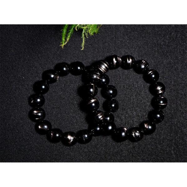 6mm - 14mm round shape 6A genuine natural Hypersthene beaded bracelet - Image 5