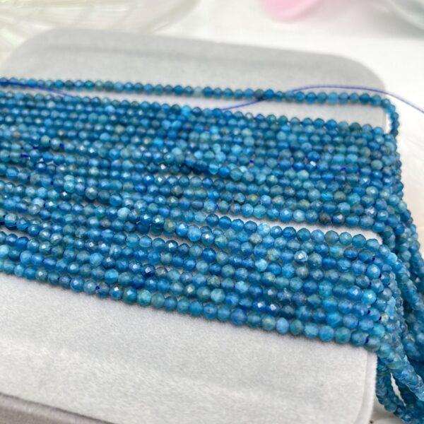2mm small size whole strand facet surface round shape genuine natural apatite bead - Image 5