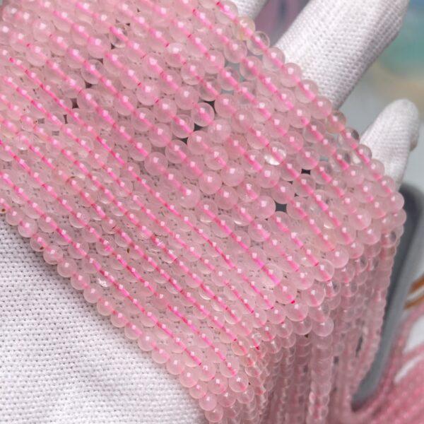 2 - 4mm small size whole strand round shape genuine natural rose quartz bead - Image 5