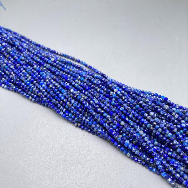 2mm small size whole strand facet surface round shape genuine natural lazurite bead - Image 5