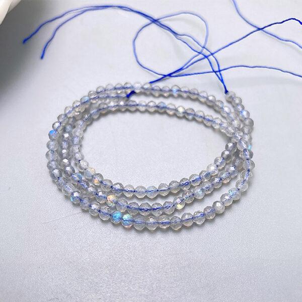 2 - 4mm small size whole strand facet surface round shape genuine natural moonstone bead - Image 5
