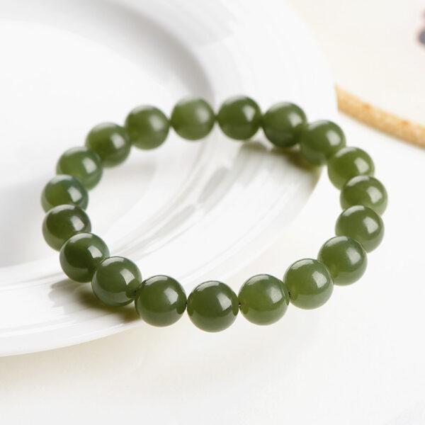 6 - 10mm round shape genuine natural nephrite beaded bracelet - Image 5