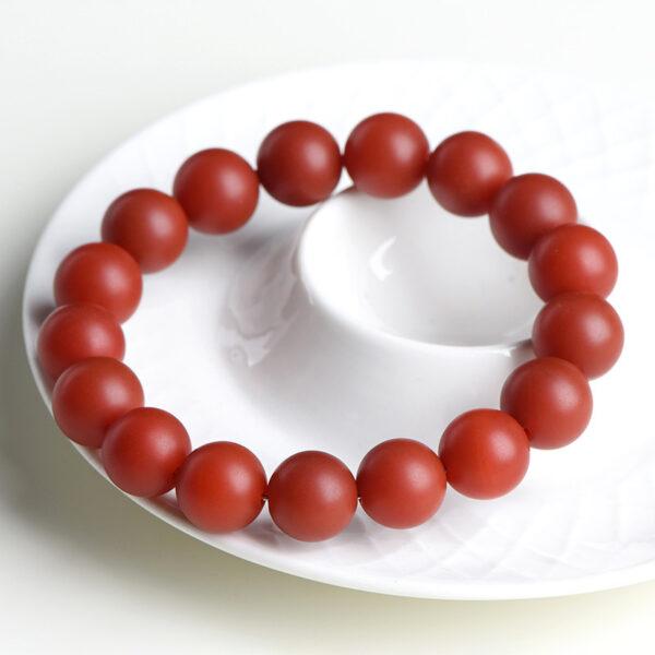6 - 10mm round shape matte surface genuine natural red agate beaded bracelet - Image 5