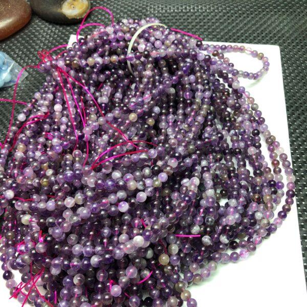 mixed purple genuine natural amethyst bead, 6 mm whole strand round bead - Image 5