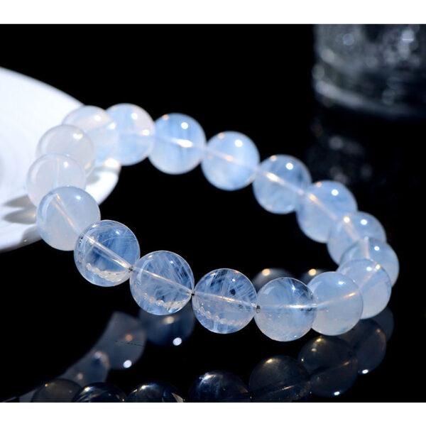 5mm - 12mm round shape 7A genuine natural blue needle quartz beaded bracelet - Image 6