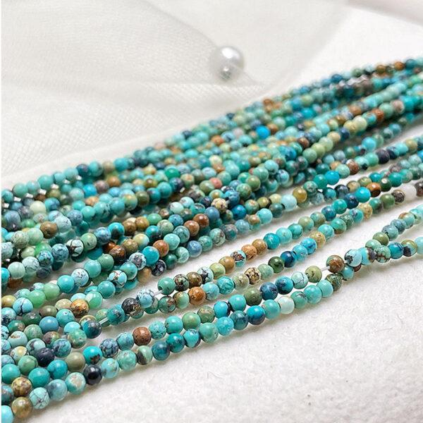 2mm - 3mm small size whole strand round shape genuine natural turquoise bead - Image 6