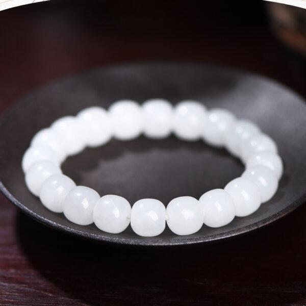 5 - 10 mm drum shape genuine natural nephrite beaded bracelet - Image 6