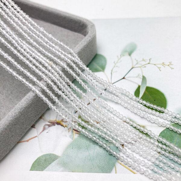 2 - 4mm small size whole strand facted surface round shape genuine natural clear quartz bead - Image 6