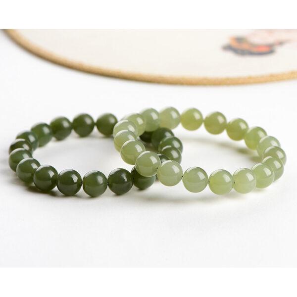 6 - 10mm round shape genuine natural nephrite beaded bracelet - Image 6