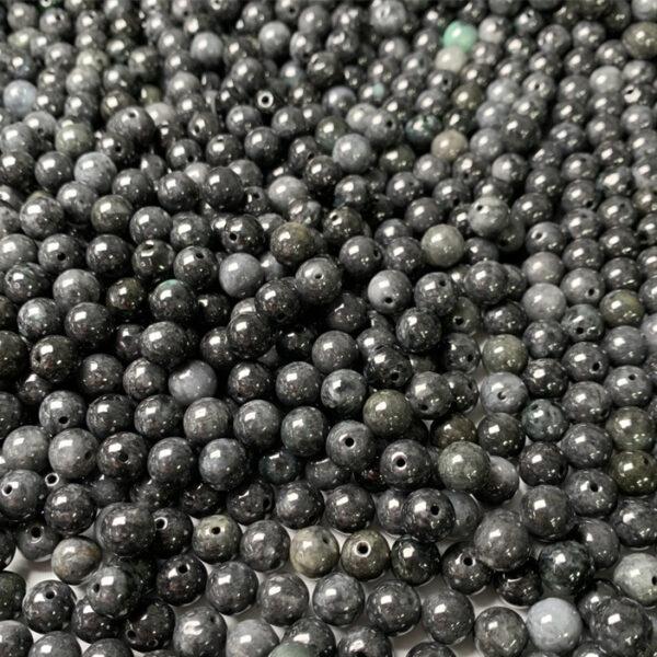 genuine natural motley black jadeite bead, 8mm round shape jadeite bead - Image 6