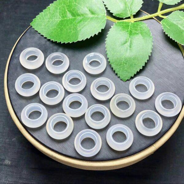 ring shape genuine natural agate bead, hazy white agate jump ring bead - Image 6