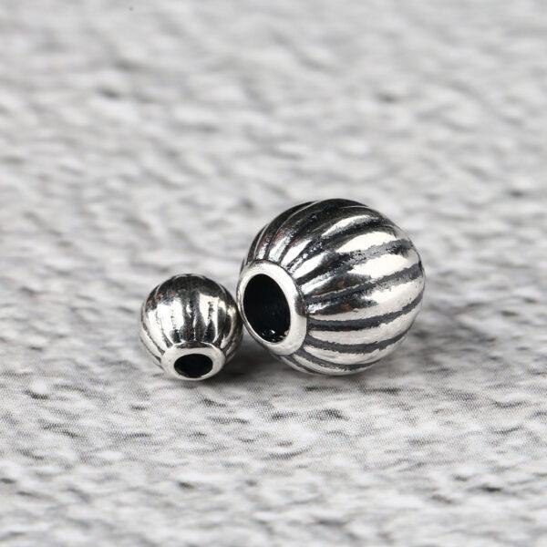 pumpkin shape s925 sterling silver bead, oxidized silver pumpkin bead - Image 6