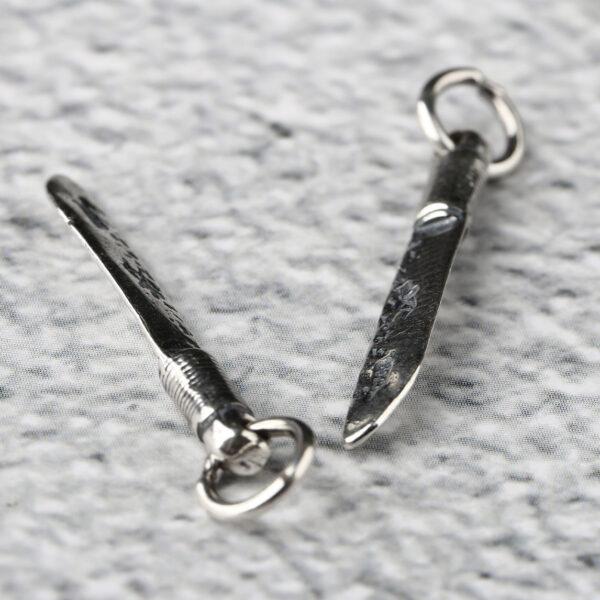 knife shape s925 sterling silver charm, oxidized silver knife bead - Image 6