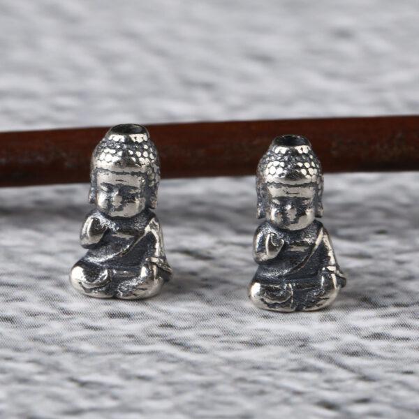 small buddha shape s925 sterling silver bead, oxidized silver buddha bead - Image 6