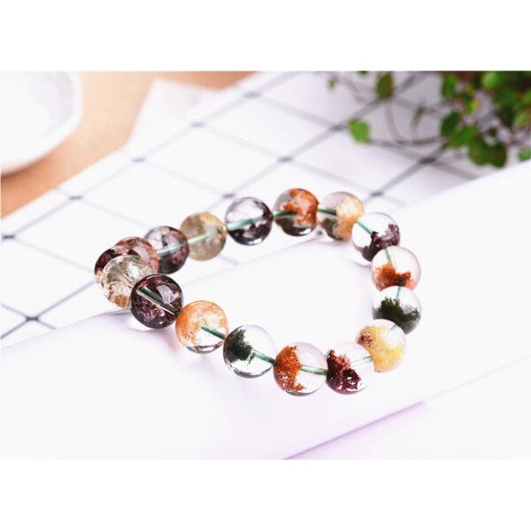 7mm - 8mm round shape genuine natural phantom quartz beaded bracelet - Image 7