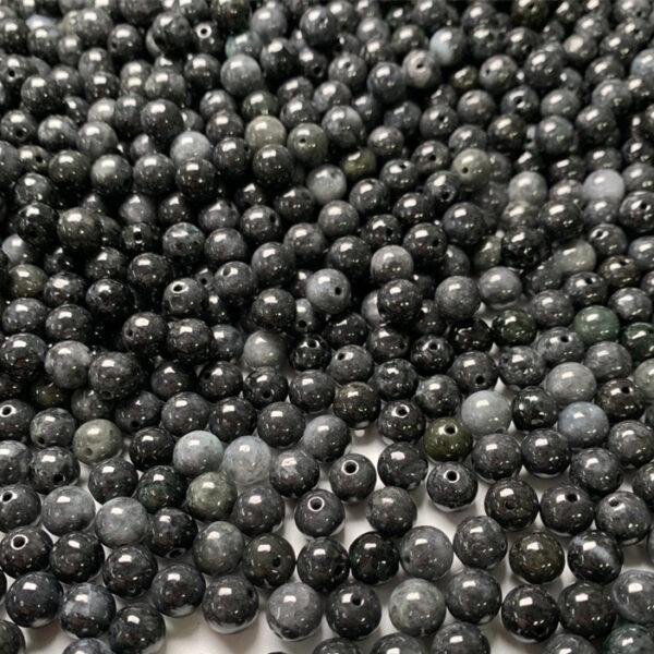 genuine natural motley black jadeite bead, 8mm round shape jadeite bead - Image 7