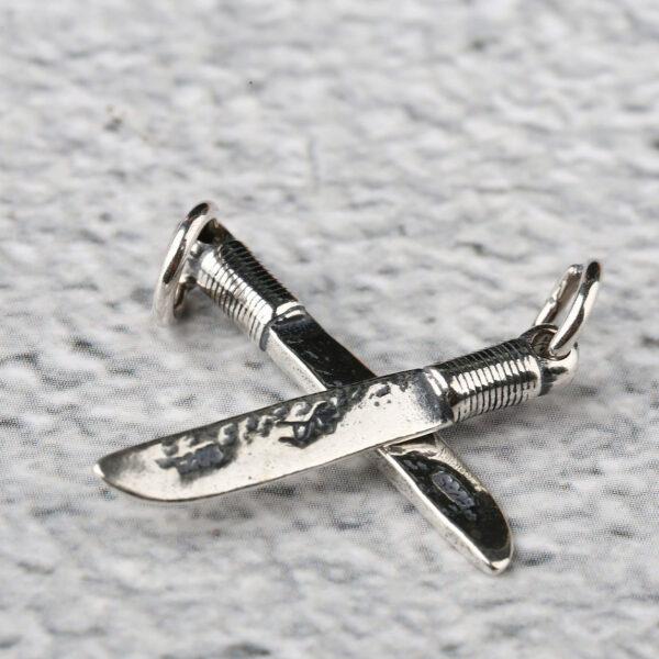 knife shape s925 sterling silver charm, oxidized silver knife bead - Image 7